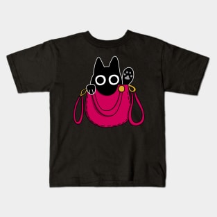 Black Cat in Purse Kids T-Shirt